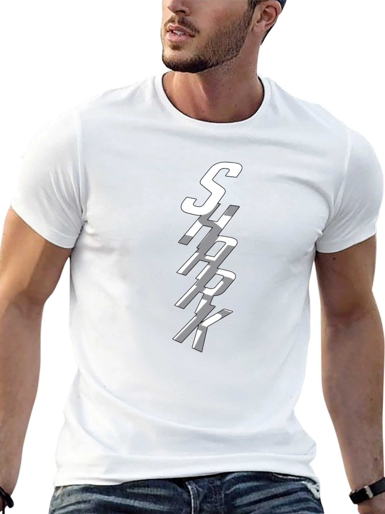 SHARK Graphic Print Crew Neck T-Shirt