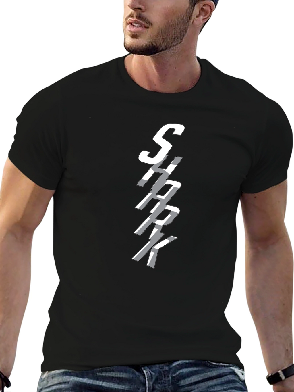 SHARK Graphic Print Crew Neck T-Shirt