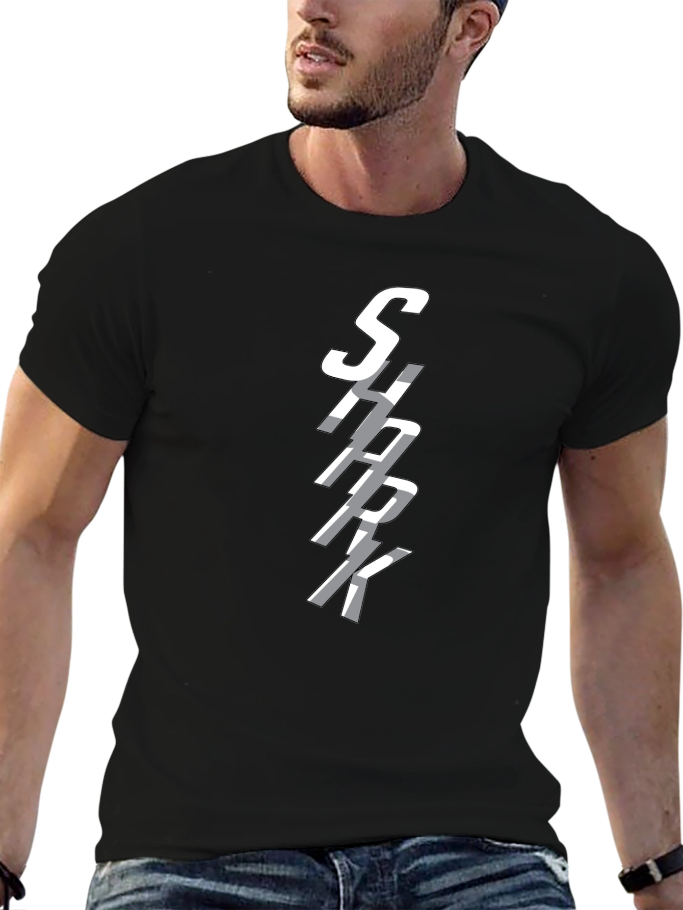 SHARK Graphic Print Crew Neck T-Shirt