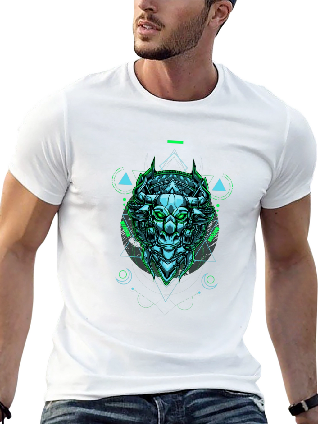 Cyber Bull Graphic Tee - Edgy Style