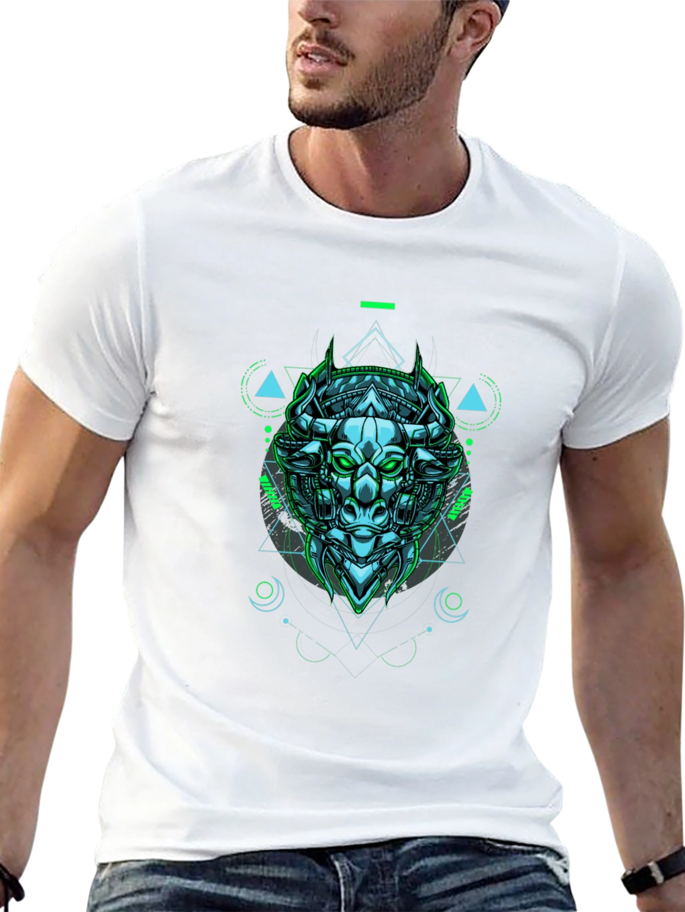 Cyber Bull Graphic Tee - Edgy Style