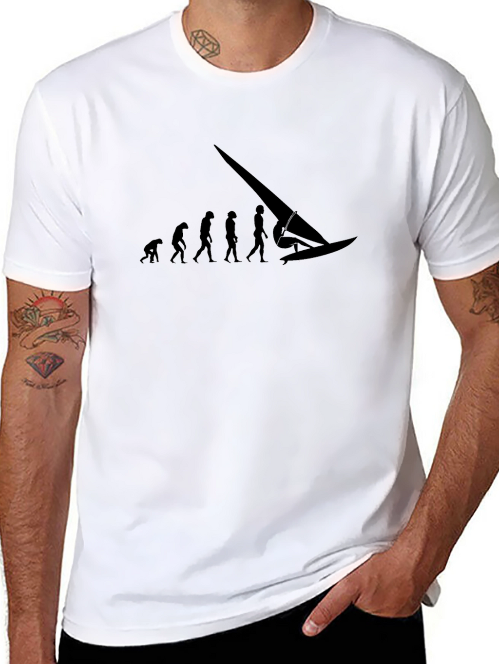 Evolution of Windsurfing Black Graphic Tee