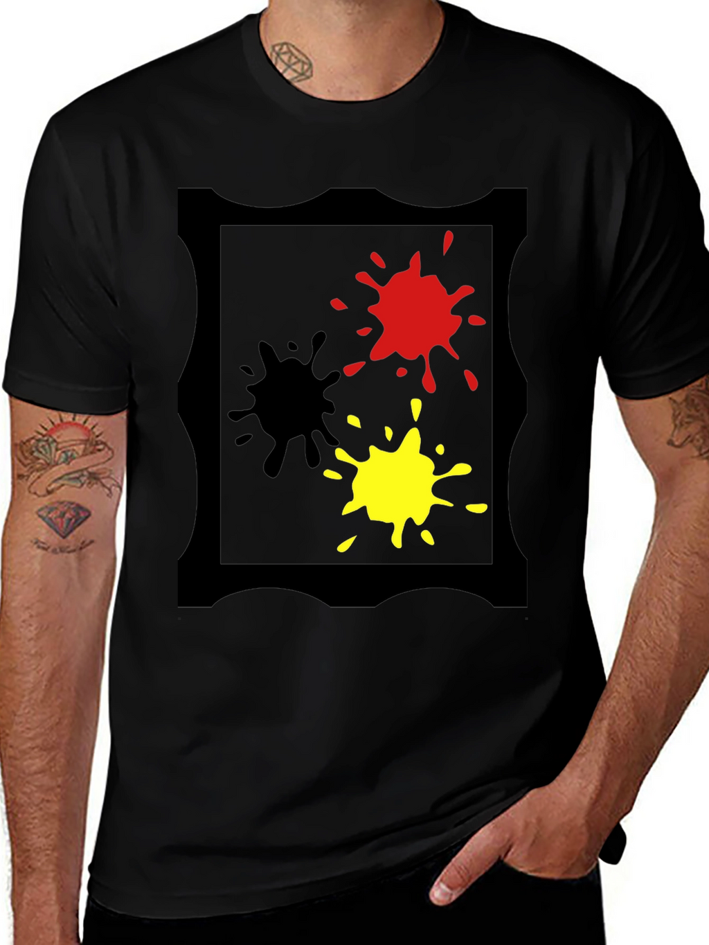Bold Splatter Graphic Tee - Black
