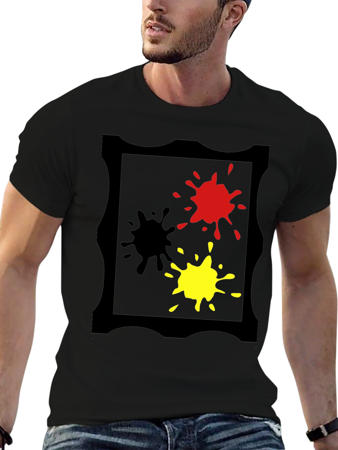 Bold Splatter Graphic Tee - Black
