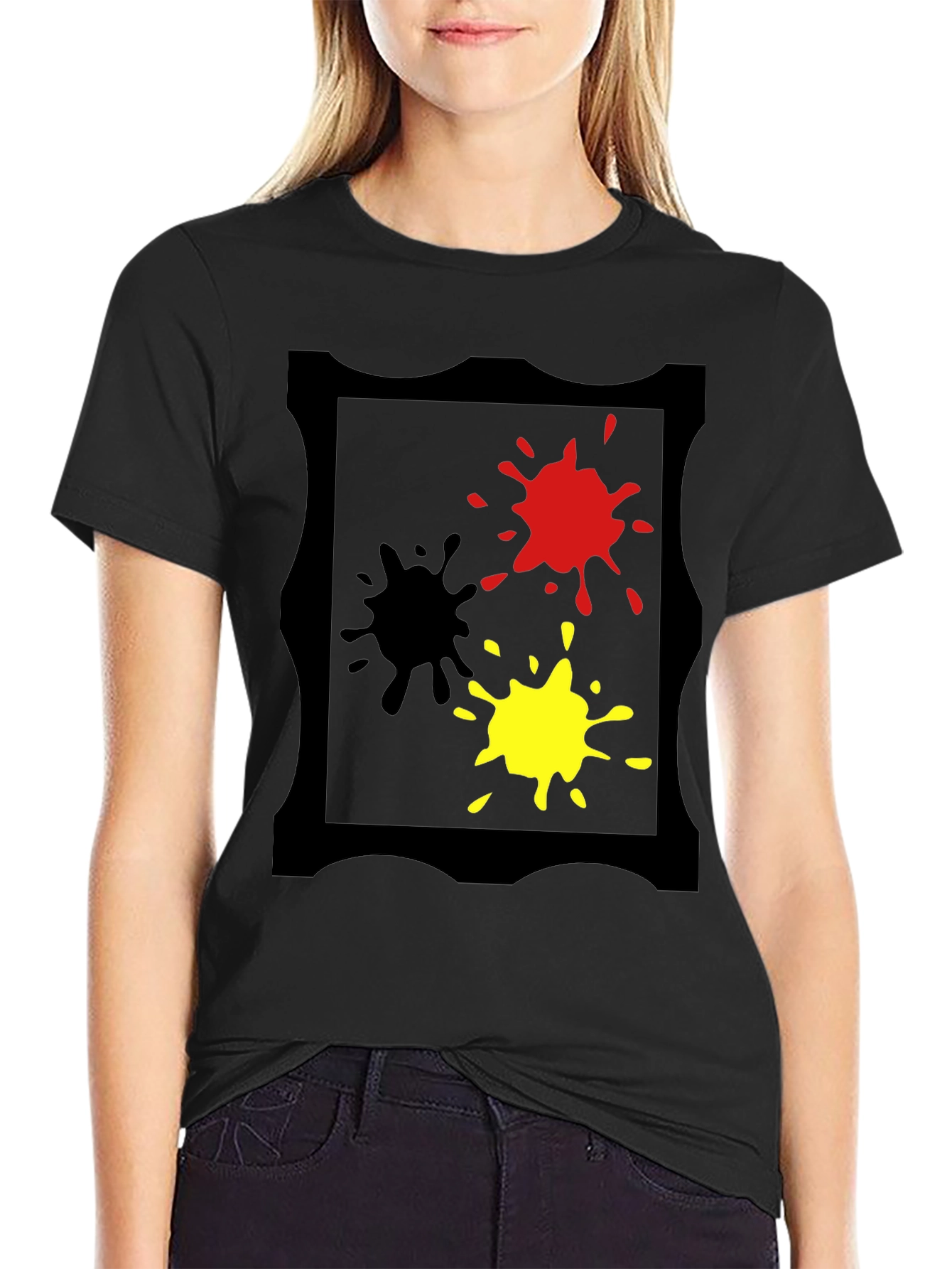 Bold Splatter Graphic Tee - Black