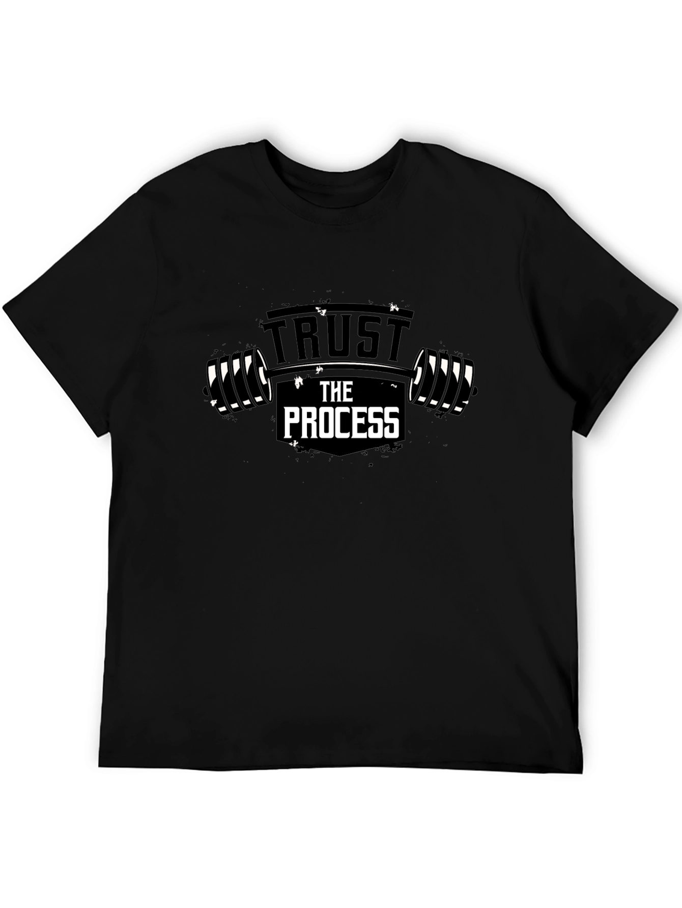 Trust The Process Graphic Tee - Black Cotton Gym Shirt