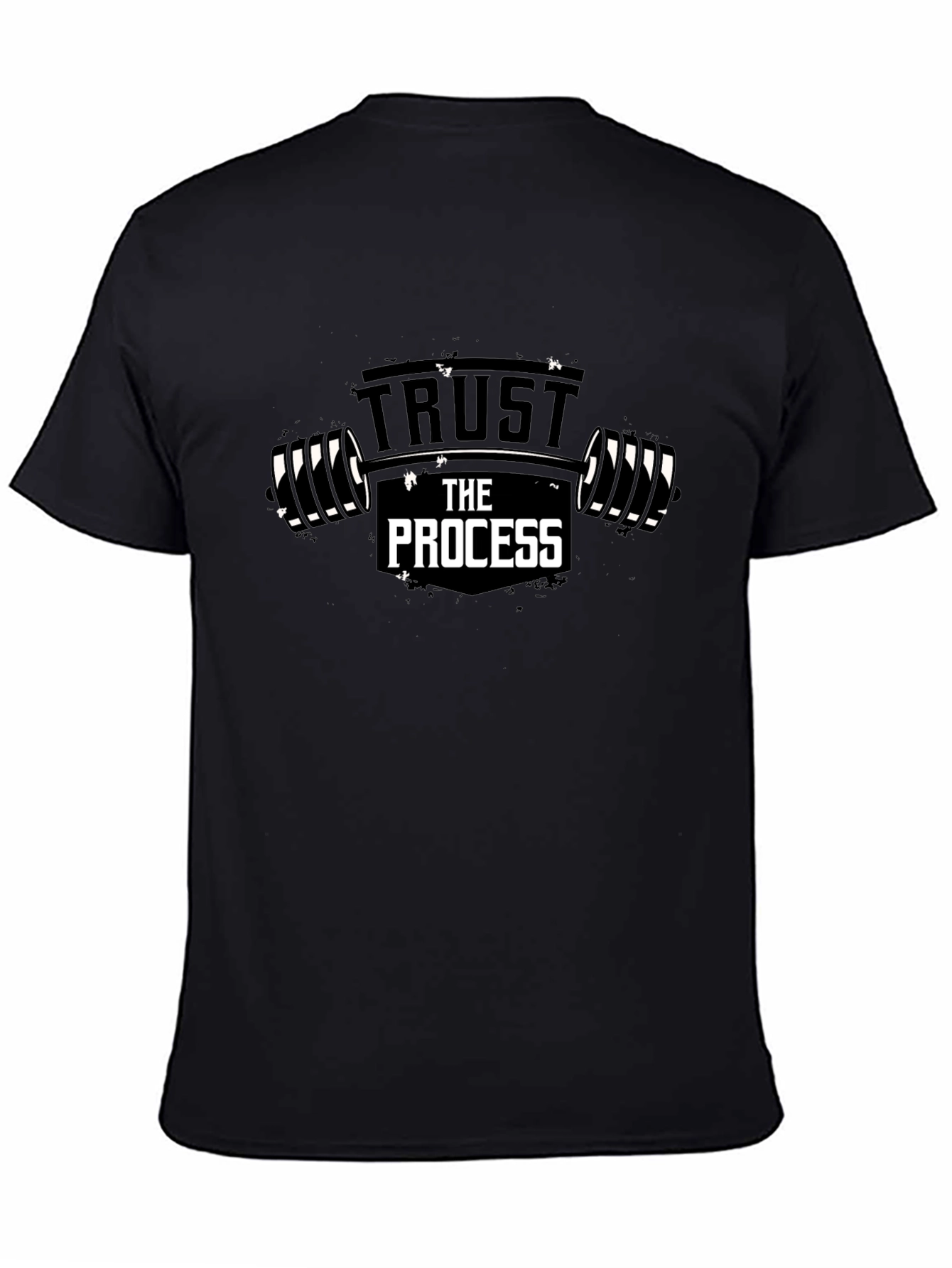 Trust The Process Graphic Tee - Black Cotton Gym Shirt