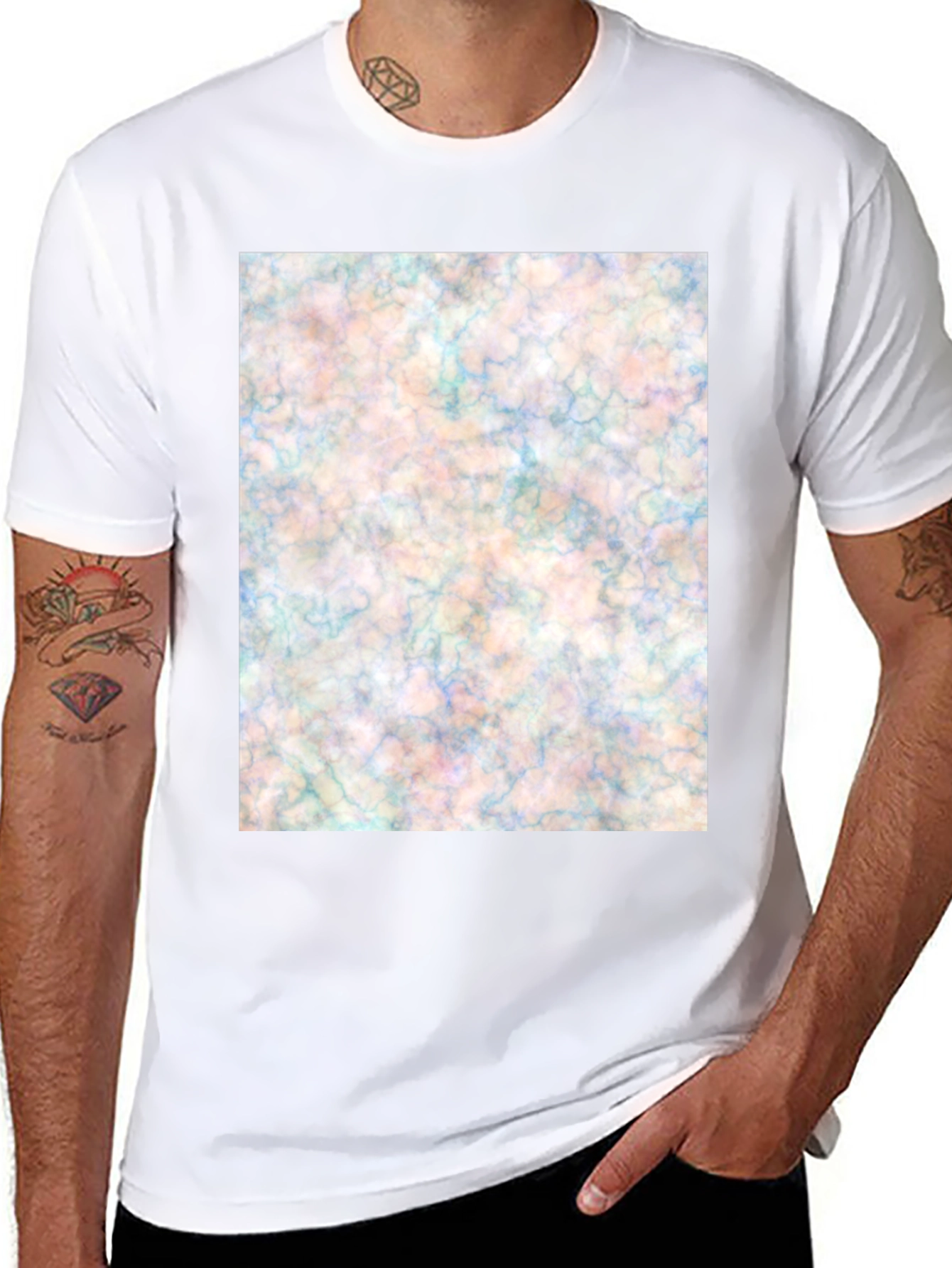 Abstract Marble Design Black T-Shirt