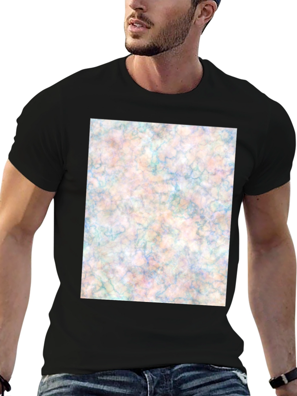 Abstract Marble Design Black T-Shirt