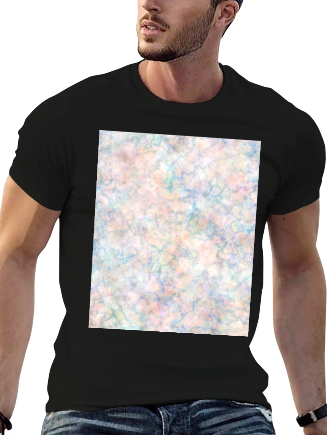 Abstract Marble Design Black T-Shirt