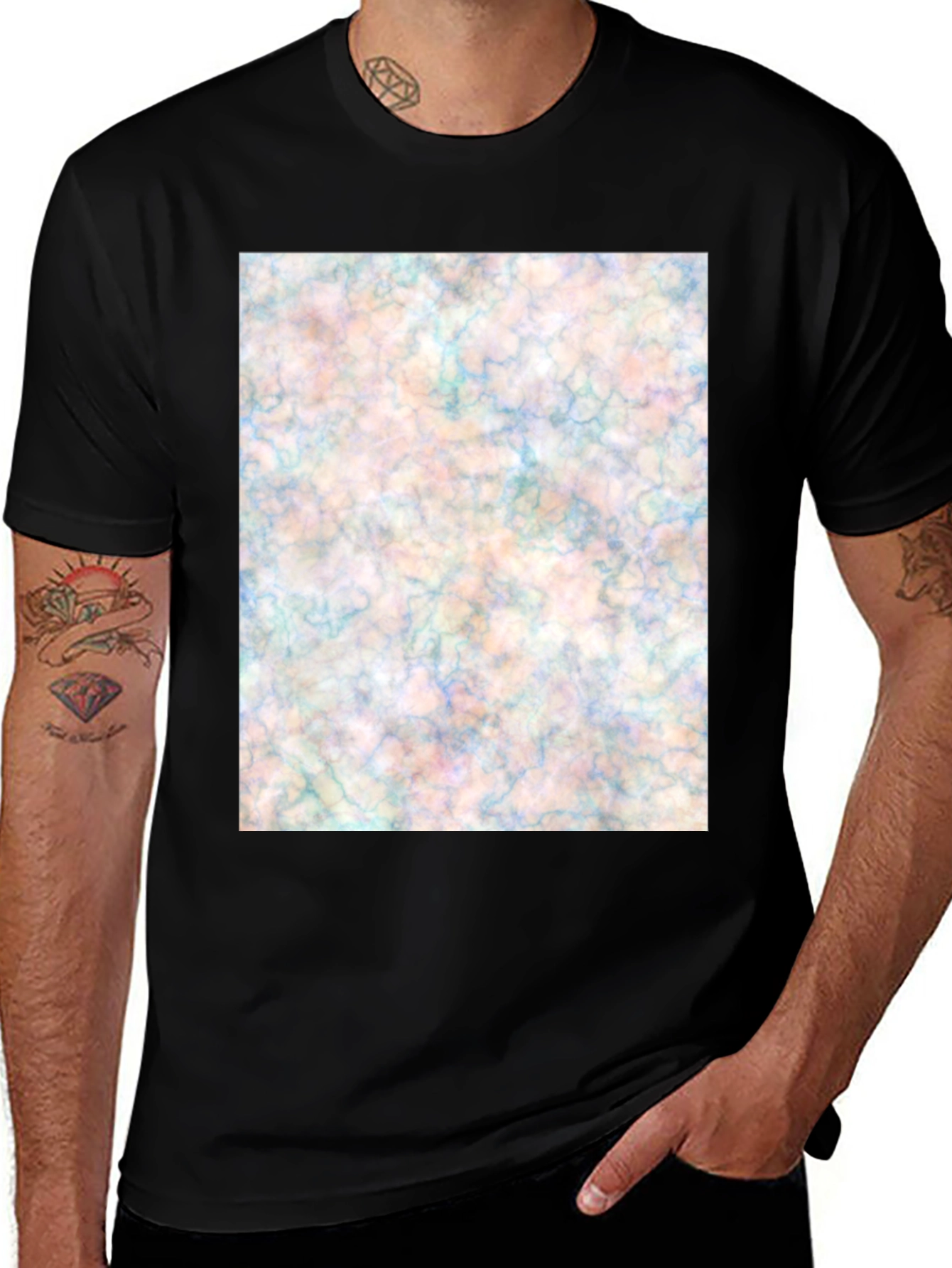 Abstract Marble Design Black T-Shirt