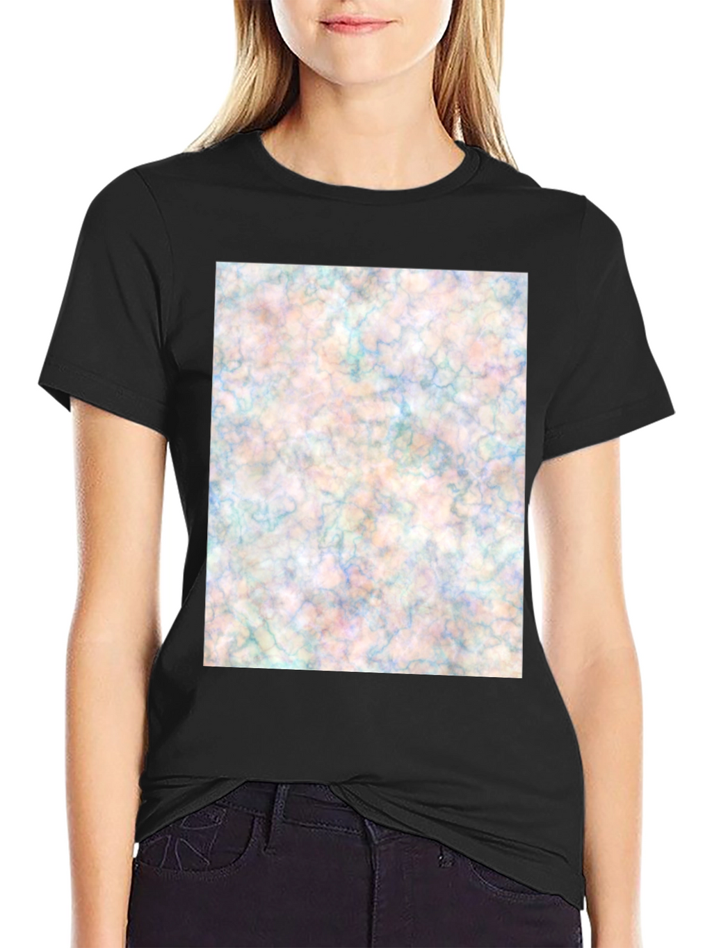 Abstract Marble Design Black T-Shirt