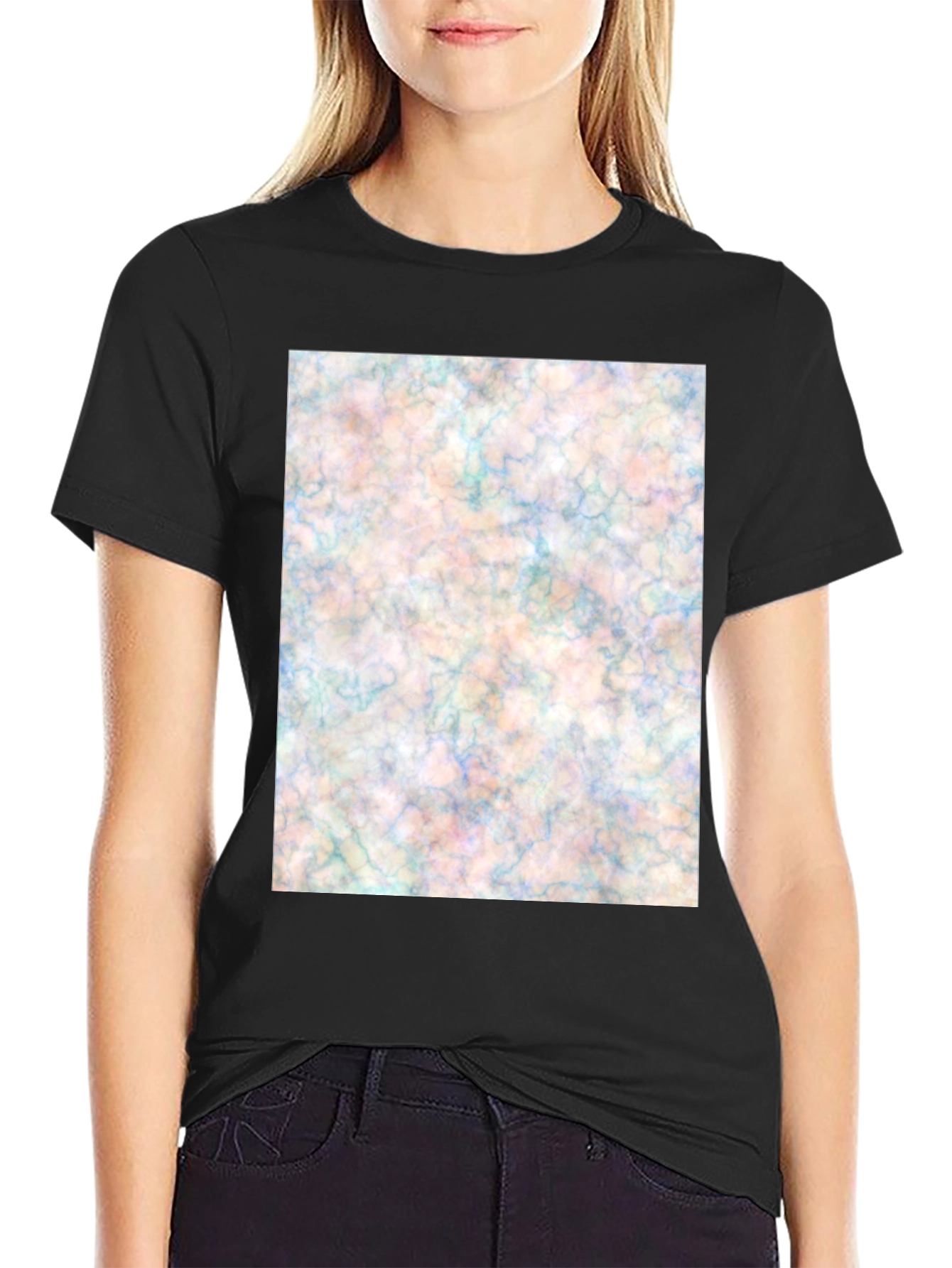 Abstract Marble Design Black T-Shirt