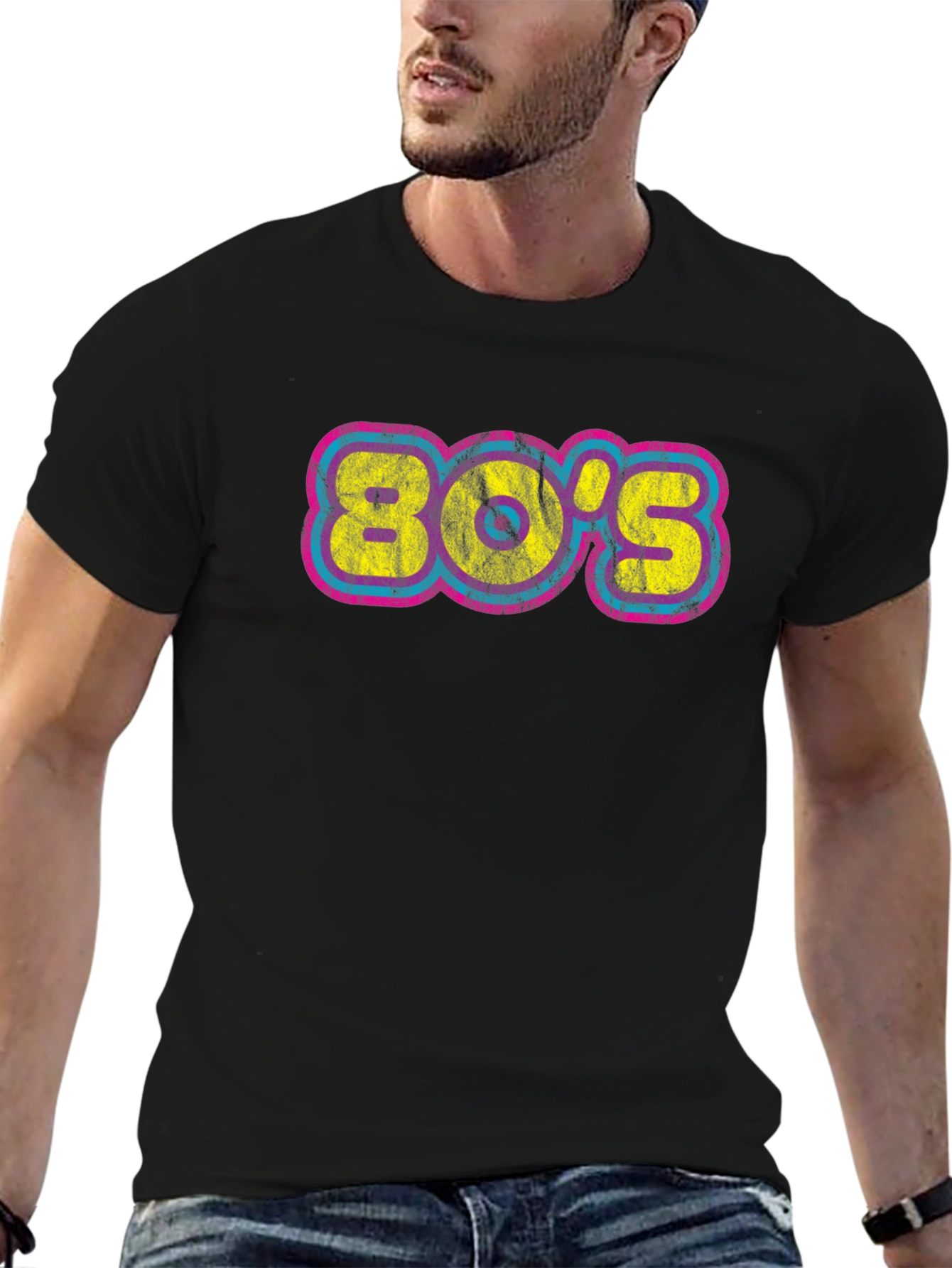 Retro 80s Graphic Tee - Black