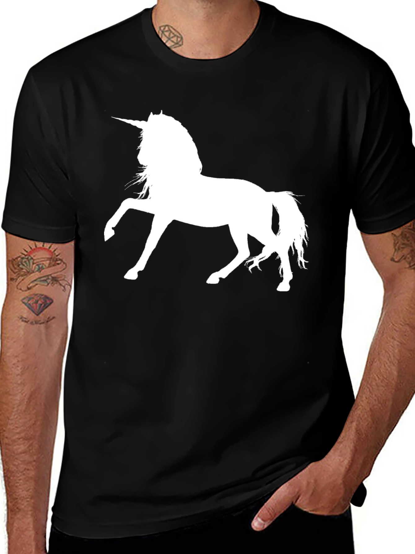 Unicorn Graphic Tee - Stylish Black Cotton T-Shirt