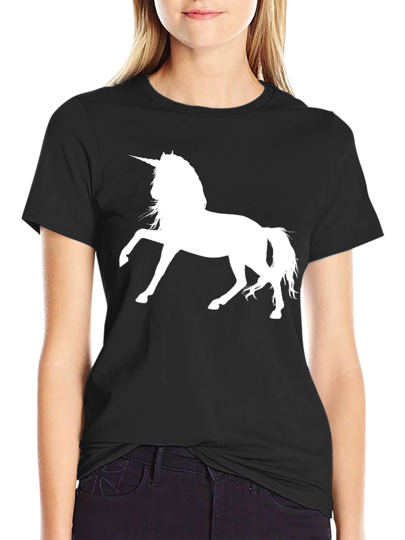 Unicorn Graphic Tee - Stylish Black Cotton T-Shirt
