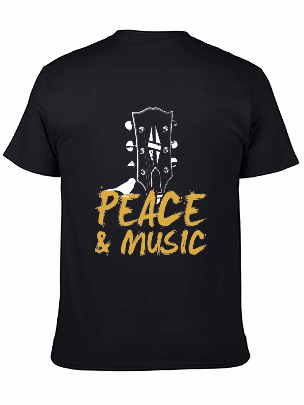 Peace & Music Guitar Headstock Black T-Shirt