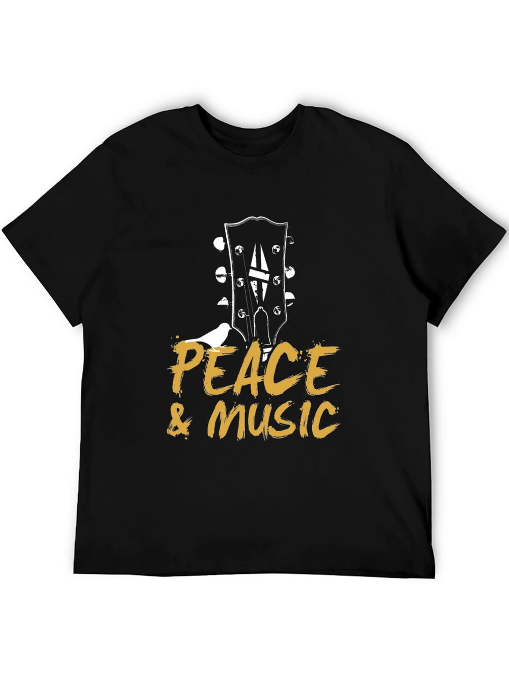 Peace & Music Guitar Headstock Black T-Shirt