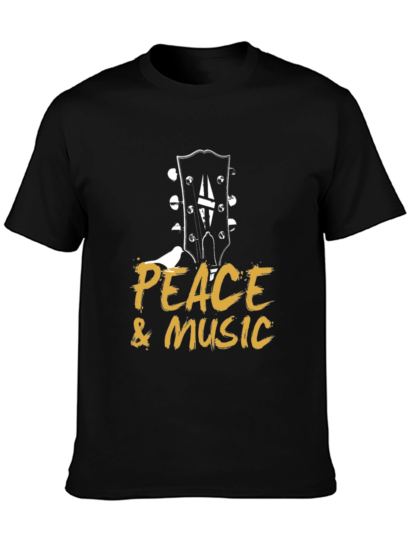 Peace & Music Guitar Headstock Black T-Shirt
