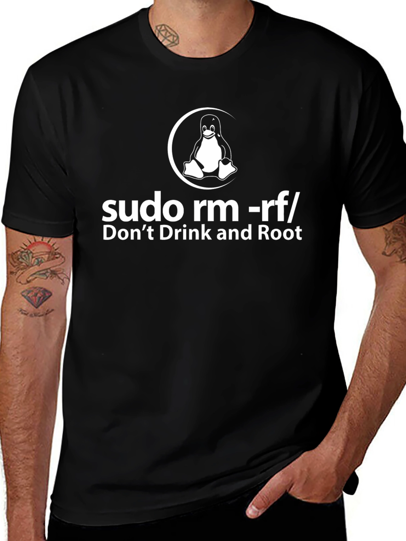 Linux Humor T-Shirt: Dont Drink and Root