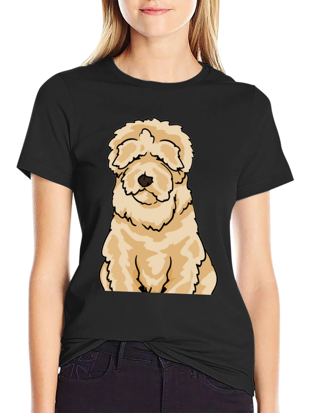 Cute Dog Cartoon T-Shirt - Black