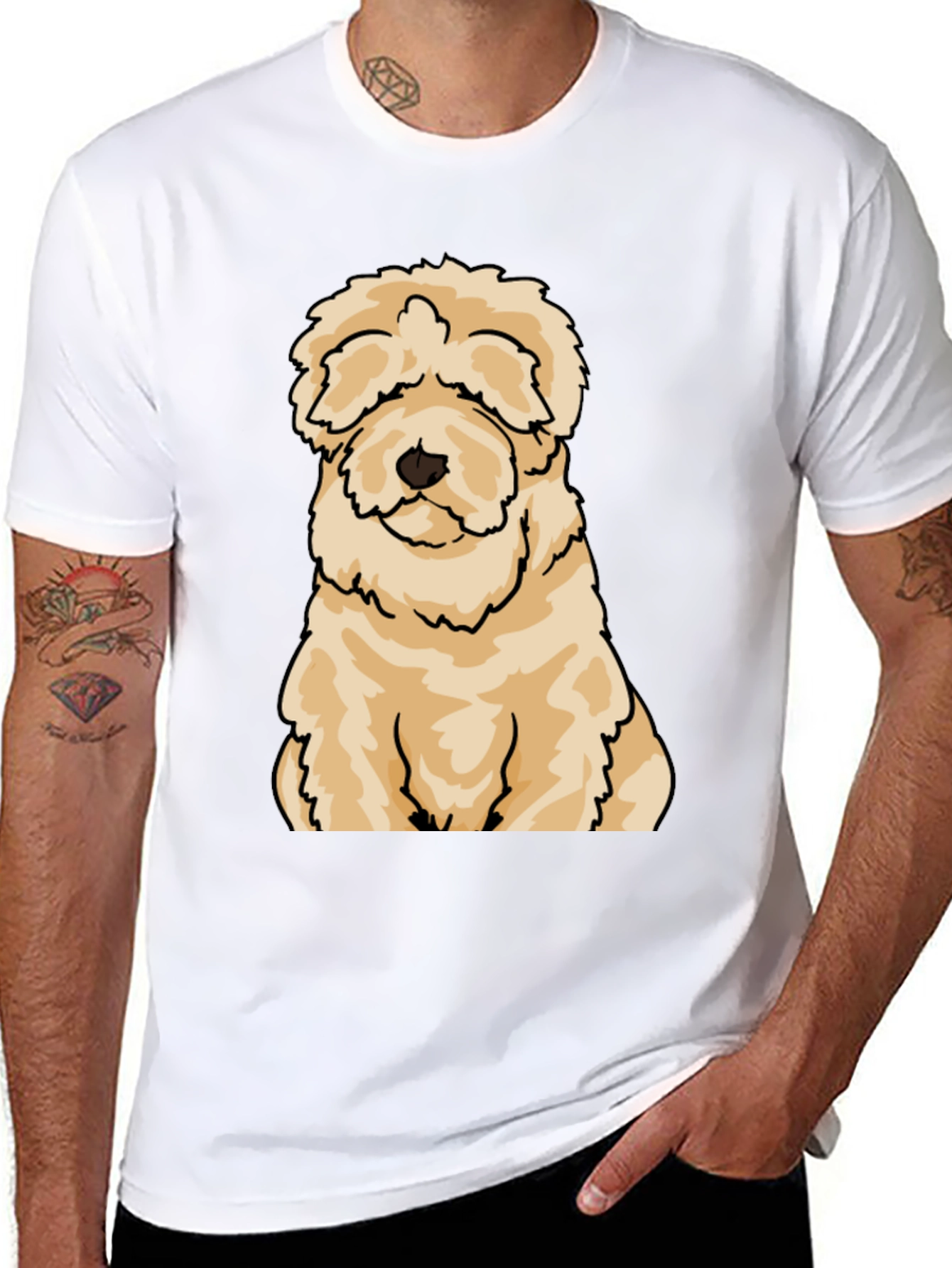 Cute Dog Cartoon T-Shirt - Black