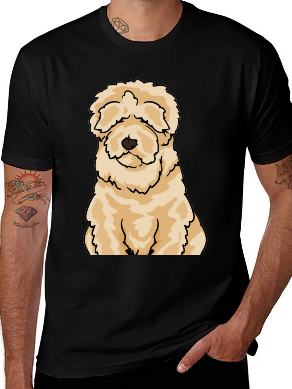 Cute Dog Cartoon T-Shirt - Black