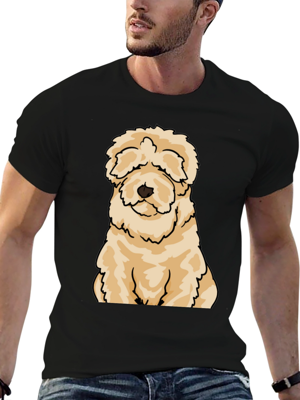Cute Dog Cartoon T-Shirt - Black
