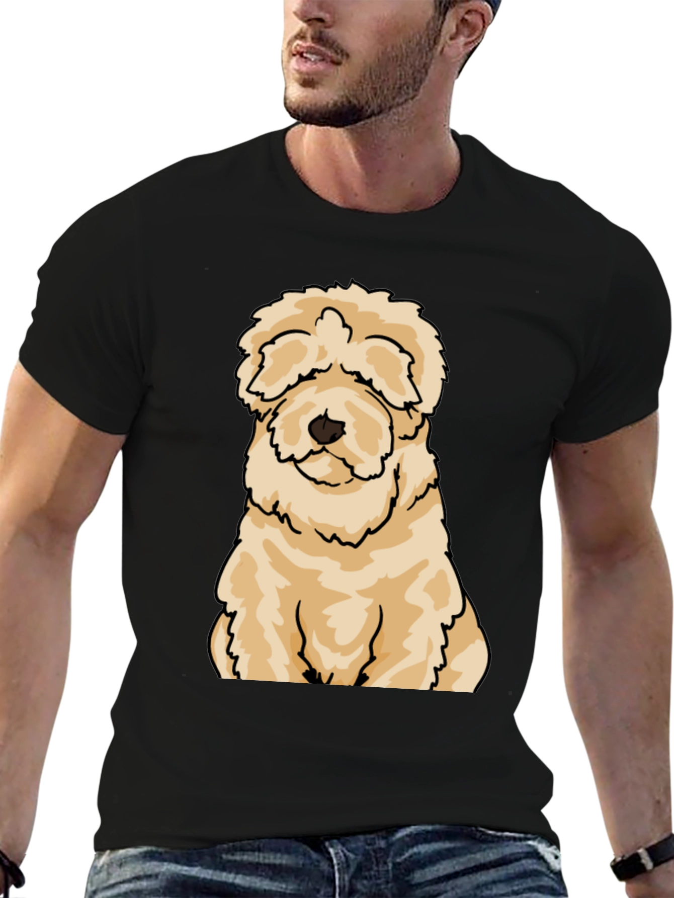 Cute Dog Cartoon T-Shirt - Black