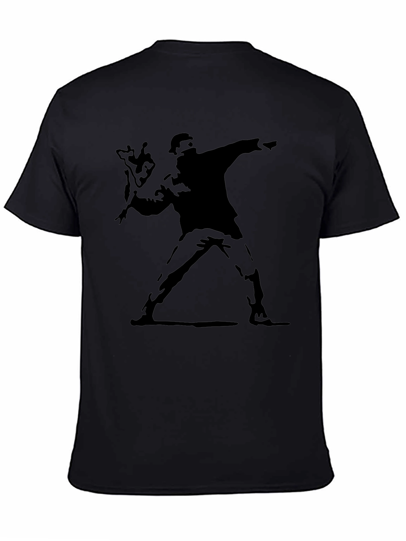 Banksy Flower Thrower Graphic Tee - Black