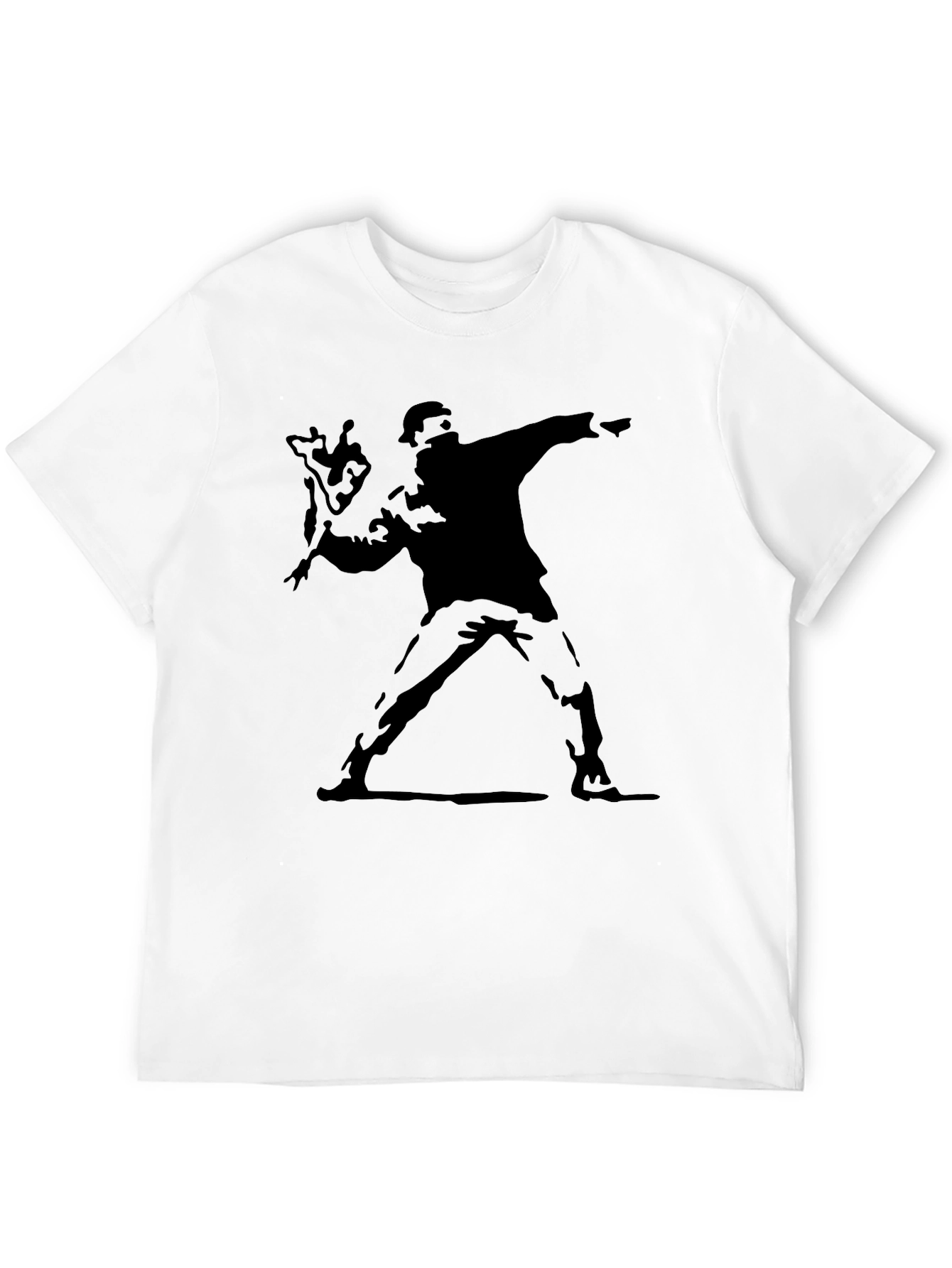 Banksy Flower Thrower Graphic Tee - Black