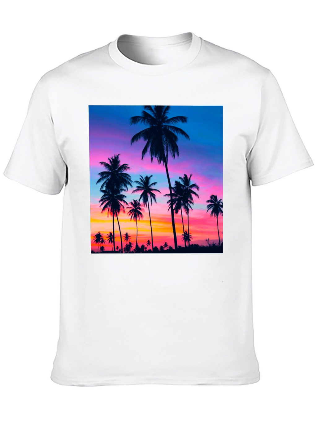 Sunset Palm Tree Graphic Black T-Shirt
