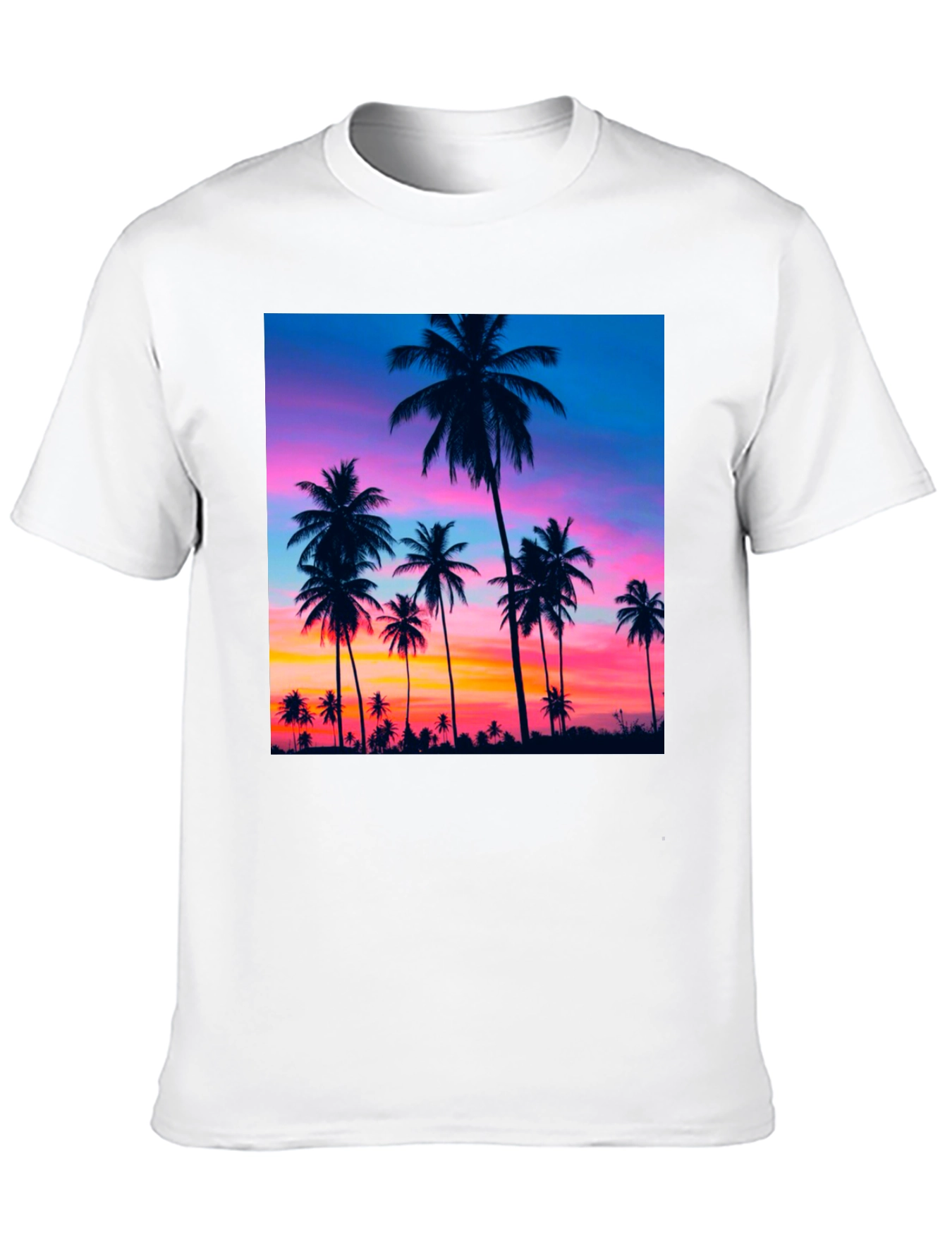 Sunset Palm Tree Graphic Black T-Shirt
