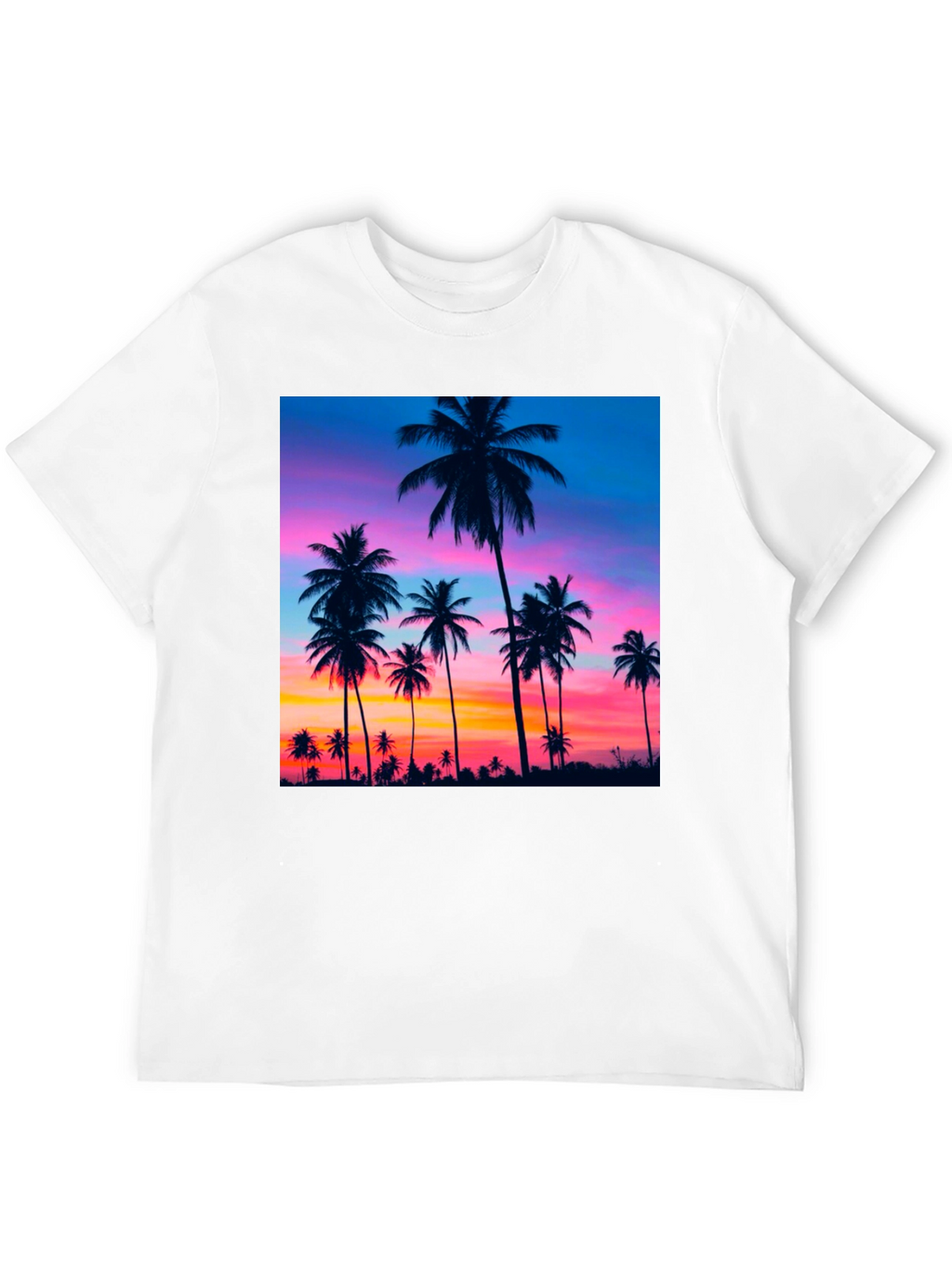 Sunset Palm Tree Graphic Black T-Shirt