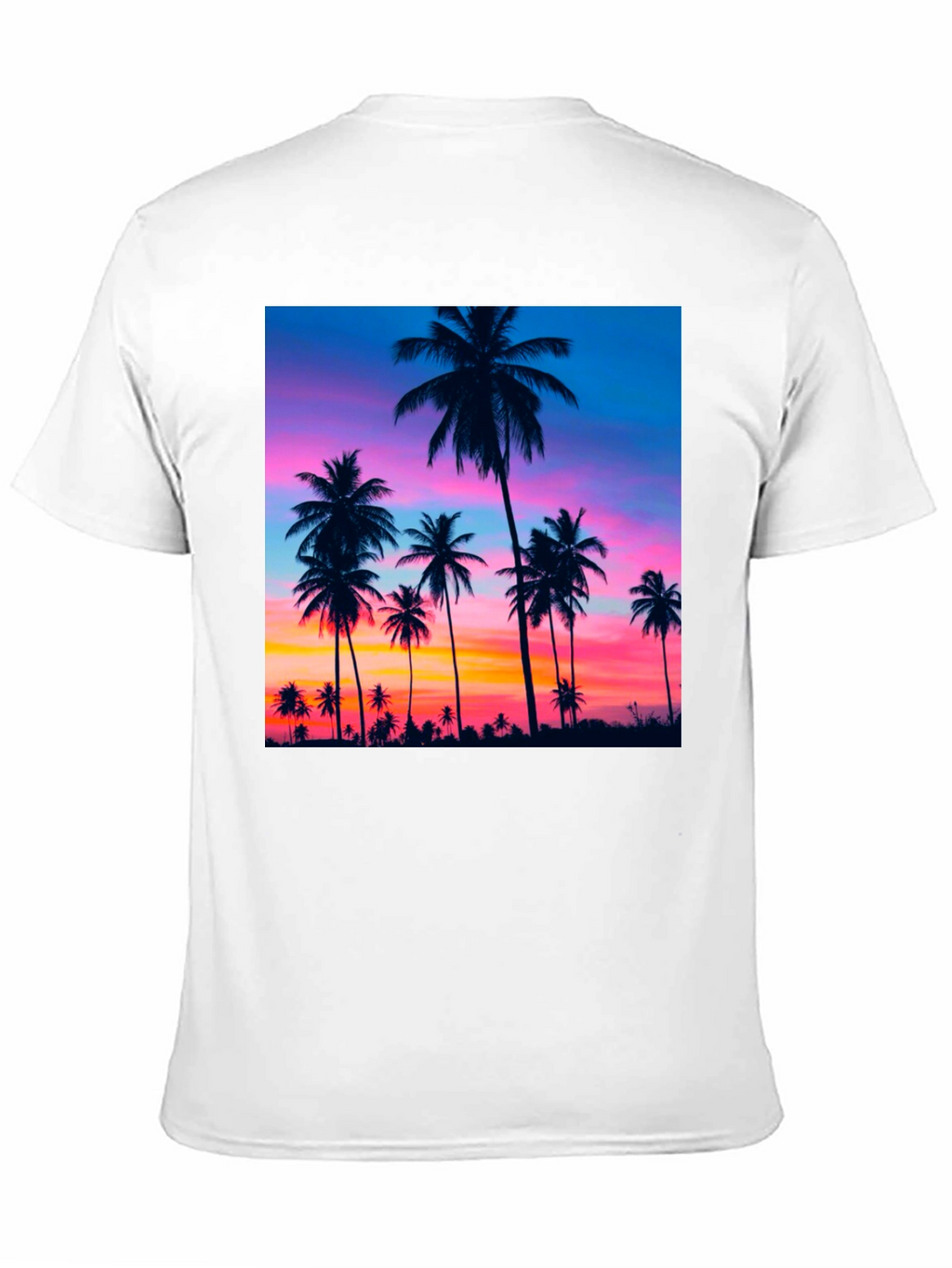 Sunset Palm Tree Graphic Black T-Shirt