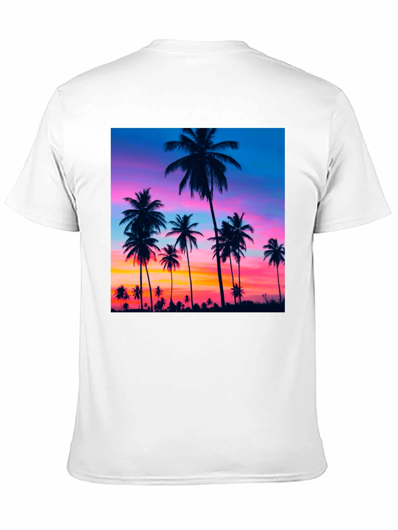 Sunset Palm Tree Graphic Black T-Shirt