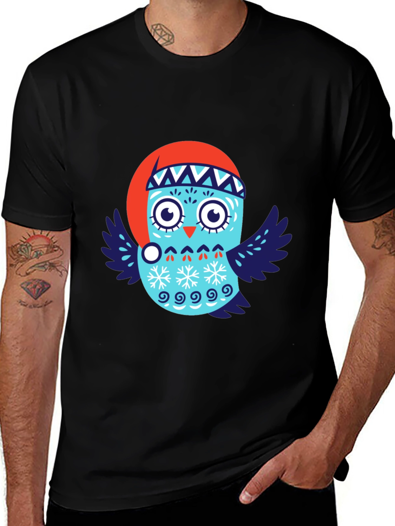 Festive Owl T-Shirt - Holiday Design