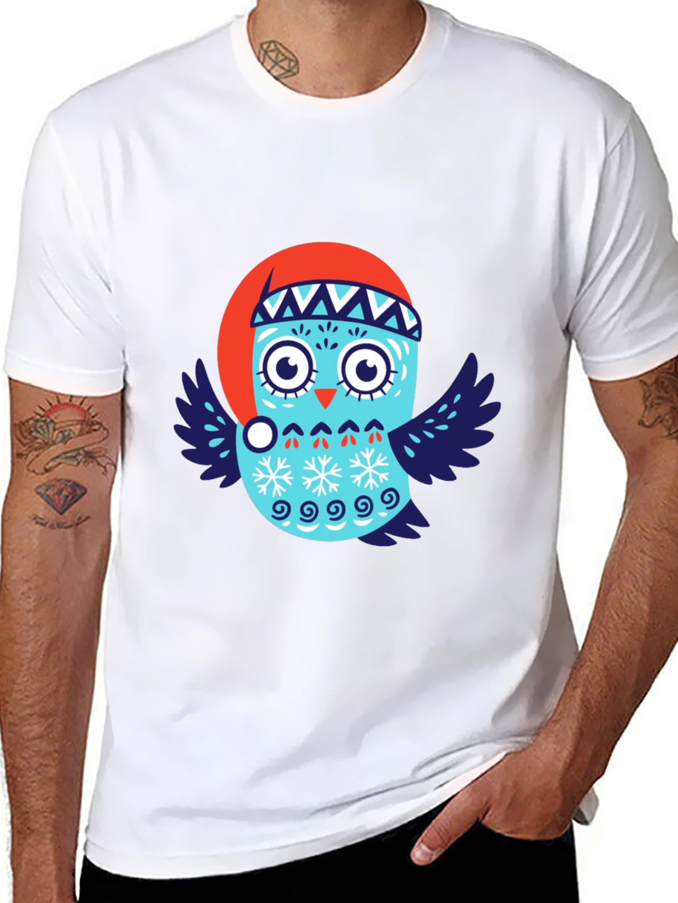 Festive Owl T-Shirt - Holiday Design