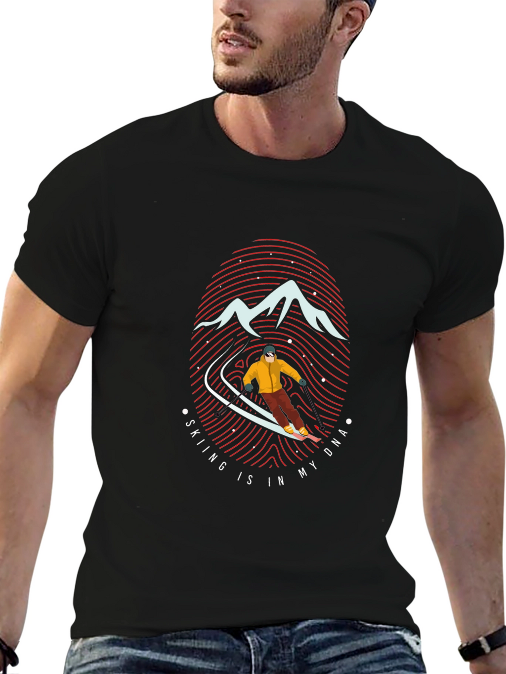 Skiing DNA Graphic Tee - Mountain Adventure T-Shirt