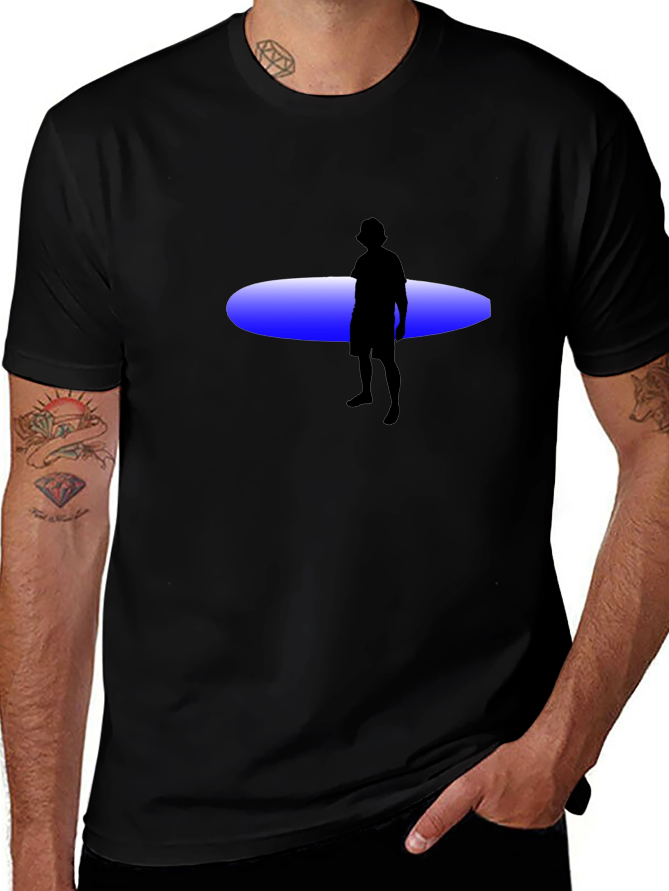 Surfer Silhouette Black T-Shirt