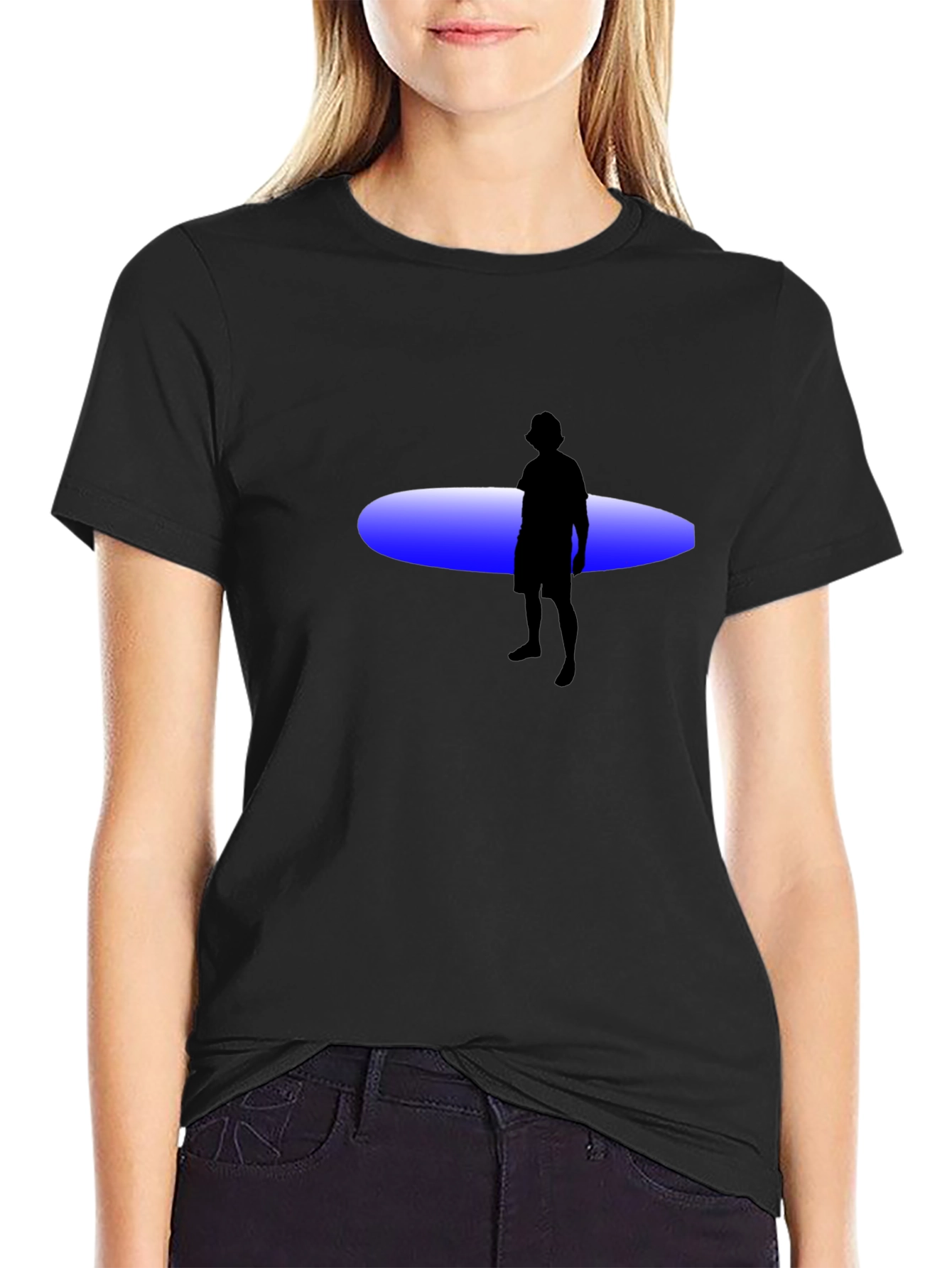 Surfer Silhouette Black T-Shirt