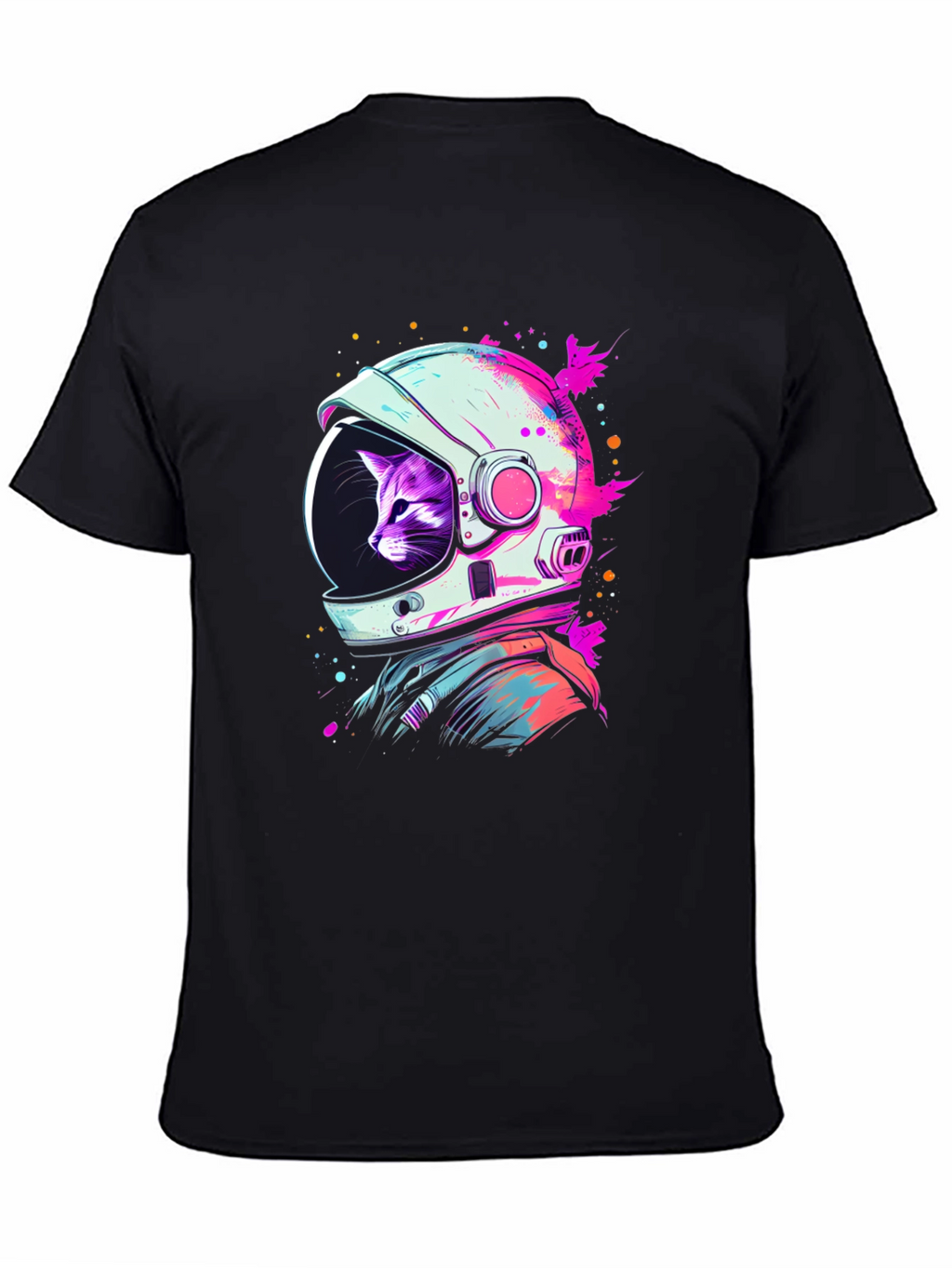 Cat Astronaut Black T-Shirt - Space Purrfect!