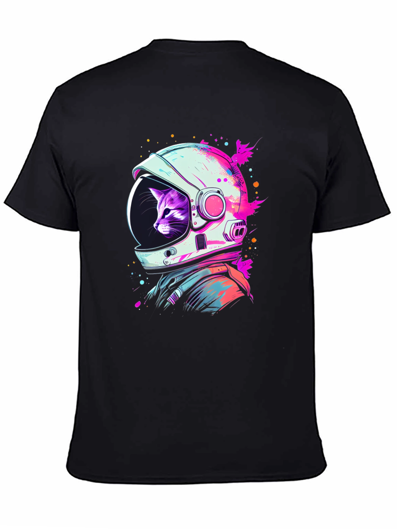 Cat Astronaut Black T-Shirt - Space Purrfect!