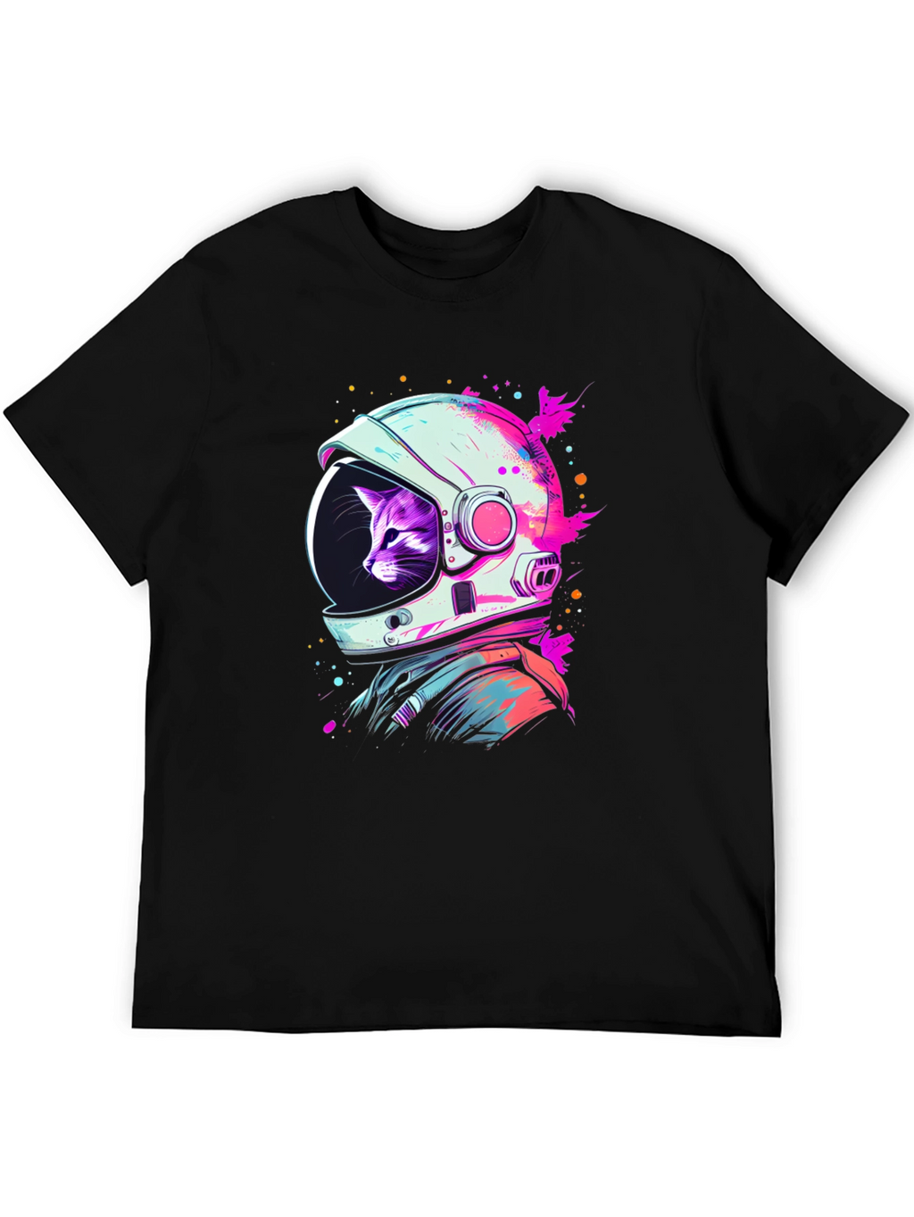 Cat Astronaut Black T-Shirt - Space Purrfect!