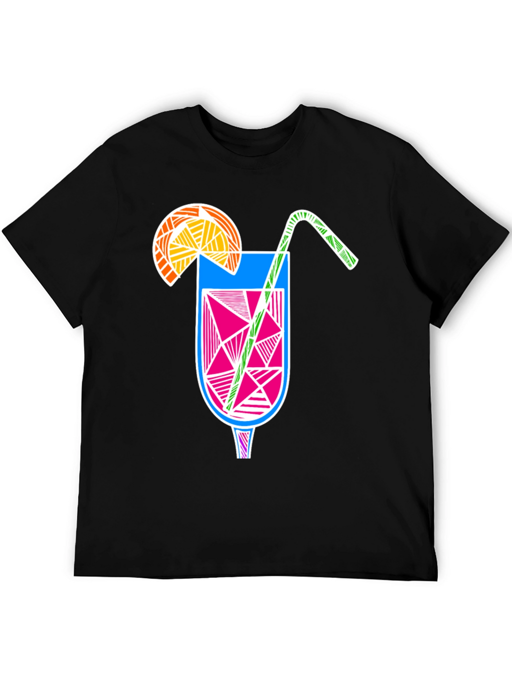 Abstract Cocktail Graphic Tee - Modern Black T-Shirt
