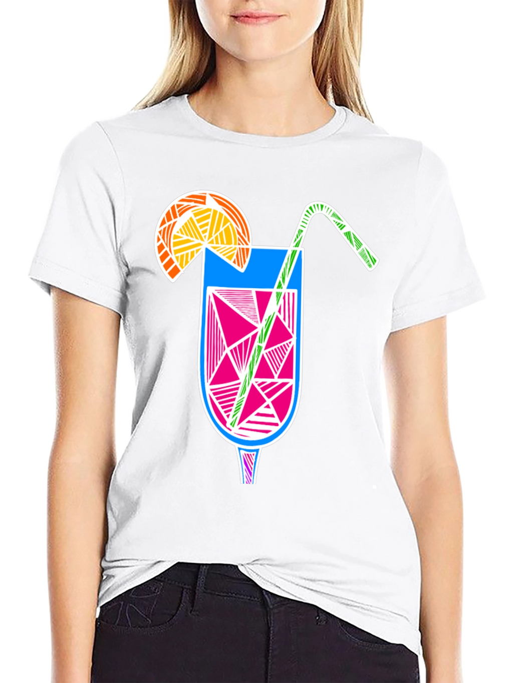 Abstract Cocktail Graphic Tee - Modern Black T-Shirt
