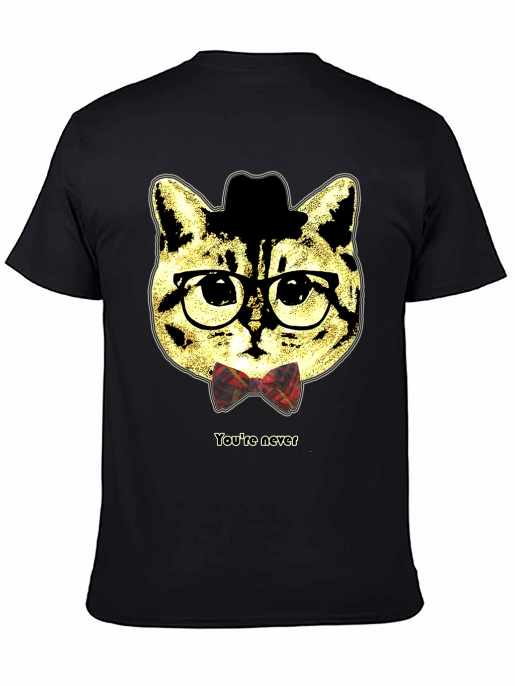 Hipster Cat Graphic Tee - Youre Never Alone