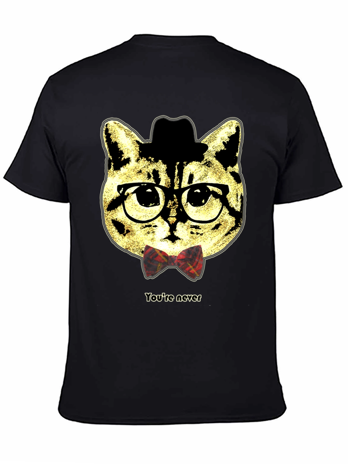 Hipster Cat Graphic Tee - Youre Never Alone
