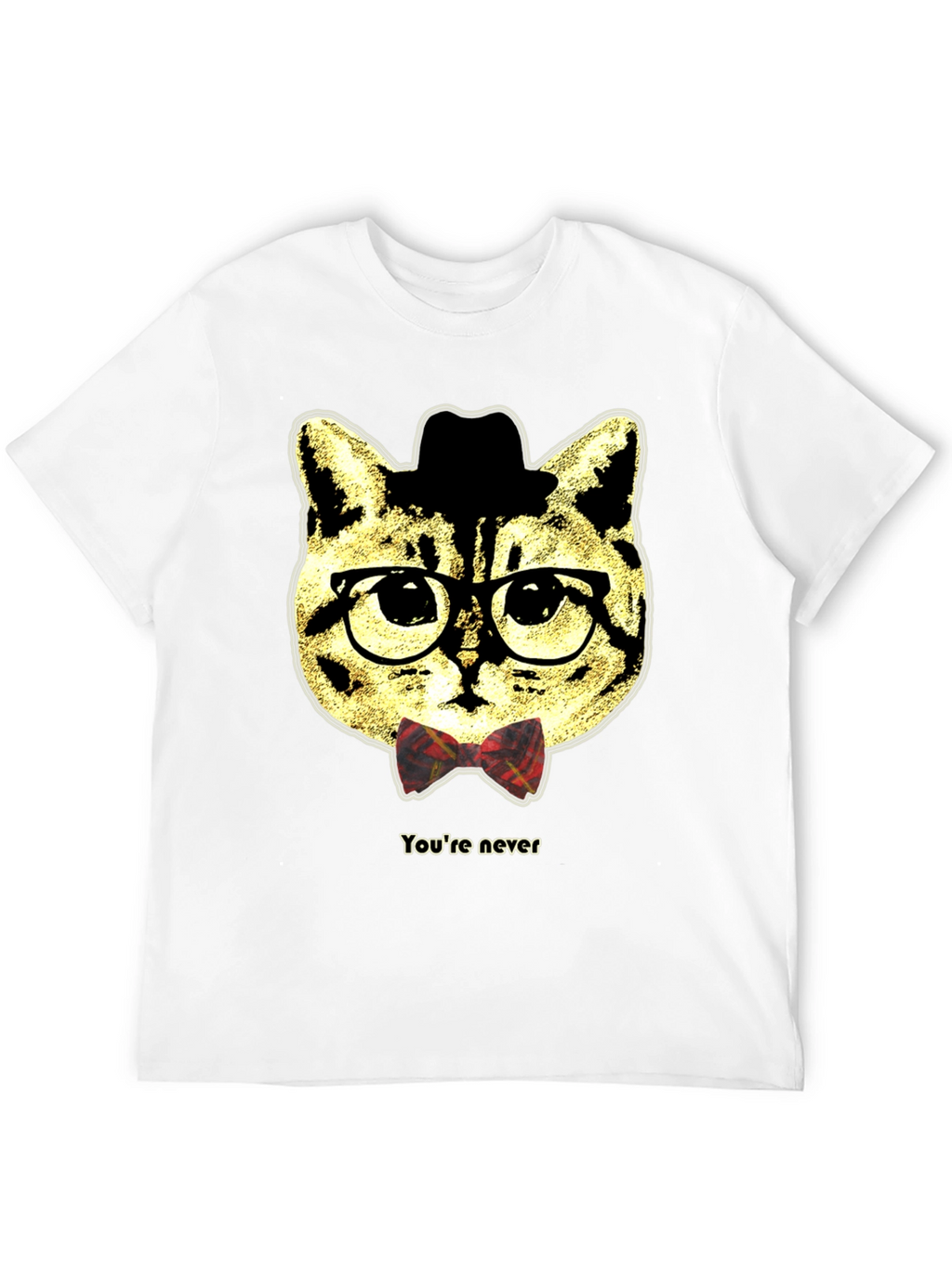 Hipster Cat Graphic Tee - Youre Never Alone