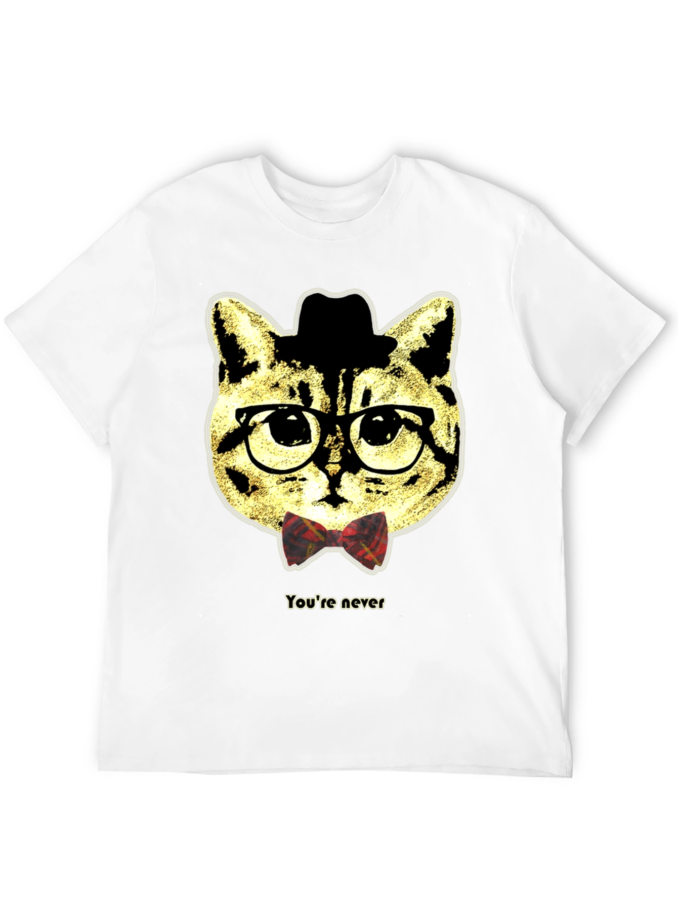 Hipster Cat Graphic Tee - Youre Never Alone